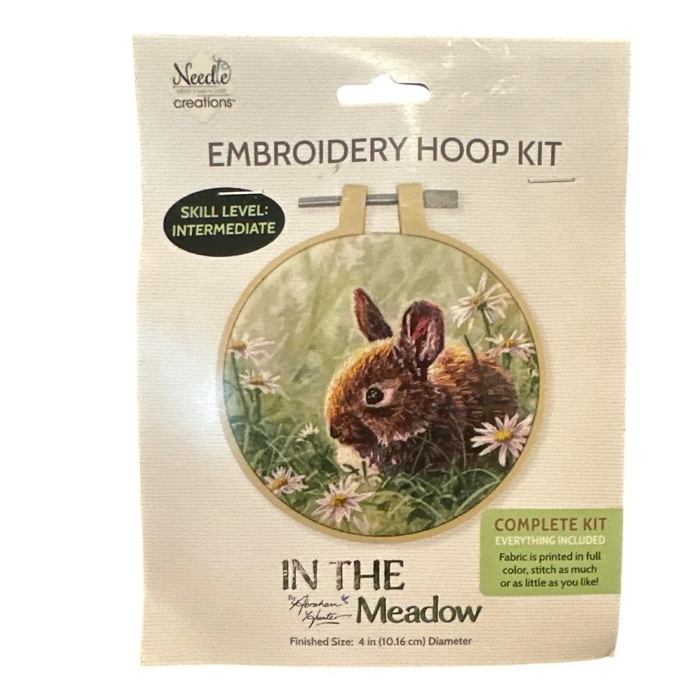 Needle Creations In The Meadow Bunny Rabbit Embroidery Hoop Kit DIY Craft